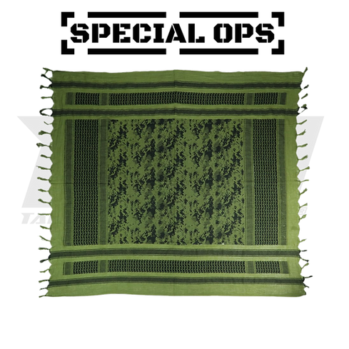 SPECIAL OPS Tactical Shemagh Olive Green Digital Camo Scarf - Versatile Military