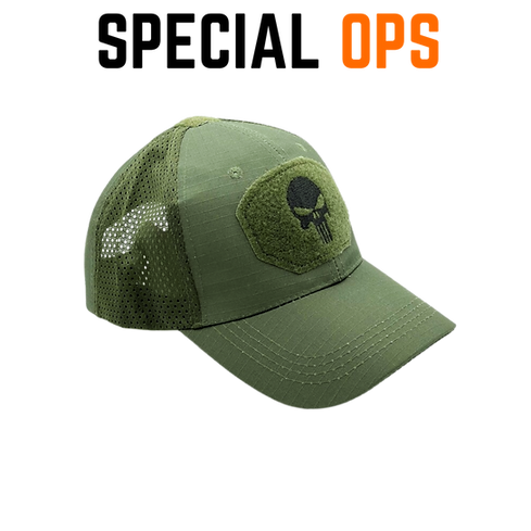 Tactical Recon Cap - Olive Green/Punisher