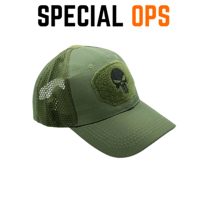 Tactical Recon Cap - Olive Green/Punisher